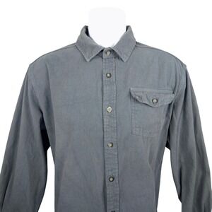 American Giant Men's Gray Long Sleeve Button Up‎ Casual Shirt Size L Woven USA